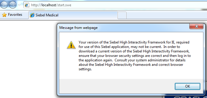 siebel activex error after patchset install
