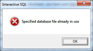 siebel isql client login error specified database file already in use