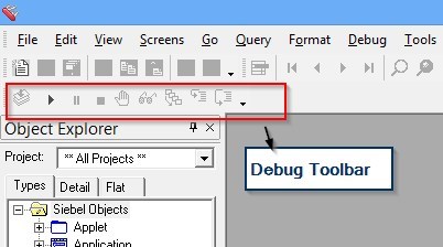 Siebel Tools Script Debug Toolbar