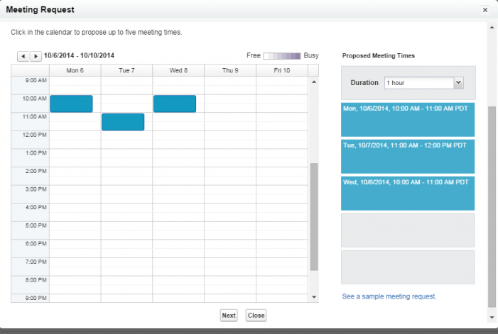 sfdc create group meetings with multiple meeting time slot options