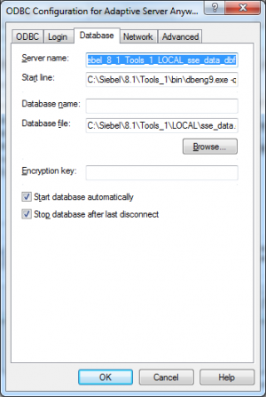 siebel interactive sql odbc settings