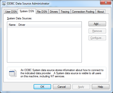 siebel odbc settings