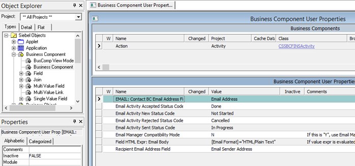 Siebel F9 activity default values