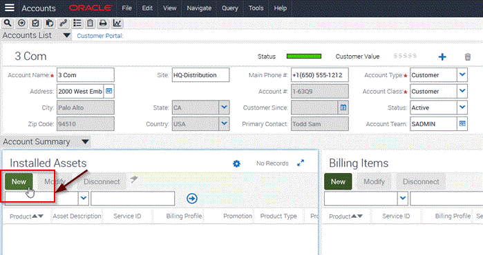 account installed asset trigger Configurator workflow