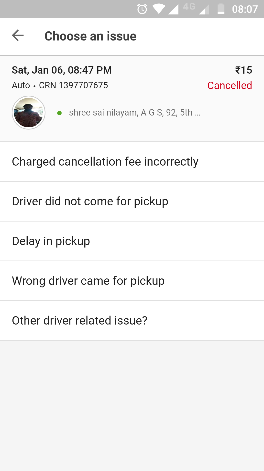 olacabs support screen